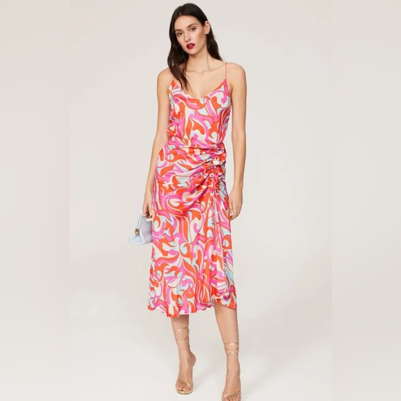 Delfín Vibrant Pink and Orange Women's Dress size M - Picture 1 of 5